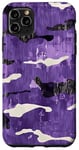 Coque pour iPhone 11 Pro Max Violet moderne rayé peau de grenouille canard bois camouflage vintage