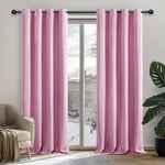 Deconovo Super Soft Blackout Curtains Thermal Insulated Curtains Eyelet Curtains for Children Bedroom Pink W42 x L63 Inch One Pair