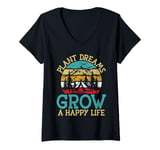 Womens Plant Dreams Grow a Happy Life Hiking V-Neck T-Shirt