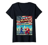 Womens Political Game Fight Parody Kamala vs Donald Retro V-Neck T-Shirt