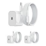 Laddare för Android/Apple - Snabbladdare 20W USB-C - USB-C, adapter + 2m kabel Vit, flera storlekar tillgängliga C-C port 3pc