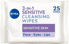 NIVEA 3in1 Sensitive Cleansing Wipes Makeup Remover Face Wipes fo Sensitive Skin