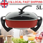 Large Multi Cooker Pot Electric Non Stick Frying Pan 5L Hot Pot with Glass Lids