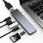 Adaptateur Macbook Pro/Air, Adaptateur Mac 7 en 2 avec MacBook Air/Pro 2022-2018, Dock MacBook vers 4K HDMI, USB-C 100W et Thunderbolt 3, SD/TF Lecteur de Carte, 2 USB 3.0, Hub USB C pour MacBook