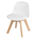 WOLTU KST005ws Chaise pour Enfants avec Pieds en Bois Hauteur de l'assise 33cm,Petite Chaise en PP+PU avec Dossier pour Chambres d'enfants,Blanc