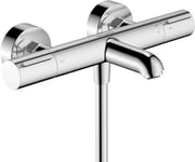 hansgrohe Ecostat Element - Mitigeur baignoire thermostatique, Robinet de baignoire apparent avec arrêt de sécurité (SafetyStop) à 40°C, Thermostat 2 sorties, Chromé, 13347000