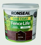 5L Dark Oak Ronseal One Coat Fence Life Paint Garden Shed Wood Timber Protection