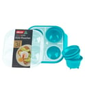 Décor Microsafe Microwave Steam Egg Poacher. Cooks 1-4 eggs at once in under 3 minutes. BPA free and fully dishwasher and freezer safe. With safety hold handles and steam release vents. Teal.