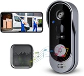 Sonnette sans Fil avec Caméra IP65 étanche 1080P Capture du Capteur PIR Audio Bidirectionnel Vision Nocturne Infrarouge Angle de Vision de 170° Stockage Gratuit Dans le Nuage + Carte TF¿Non.[G162]