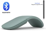 Souris tactile silencieuse sans fil Bluetooth 4.0,périphérique avec sac,souris de jeu pliable ultra fine pour ordinateur portable Microsoft - Type Green Mouse I Pen