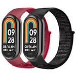 2 Pièces Bracelets en Nylon pour Xiaomi Mi Band 9/Xiaomi Mi Band 8 Bracelet,Tressée Bracelet de Sport Élastique Réglable de Remplacement Bracelet pour Xiaomi Smart Band 8/Xiaomi Smart Band 9 Bracelets