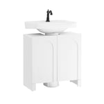 SoBuy Meuble sous-Lavabo, Meuble sous-Vasque à 2 étages réglable et 2 Portes, Meuble de Rangement de Salle de Bain, Placard de Rangement, L60 x P30 x H62 cm, Blanc, BZR164-W