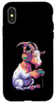 Coque pour iPhone X/XS Costume de chèvre en peluche pour enfants Casque de jeu vidéo