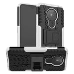 JIANWU Case Cover, For Nokia 5.3 Tire Texture Shockproof TPU + PC Protective Case with Holder (Color : White)