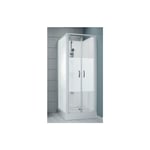 Cabine de douche carrée porte battante Surf 6 à parois en verre opaque - 80 x 80 cm Leda