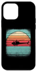 Coque pour iPhone 12 mini Hélicoptère Coucher de soleil Rétro