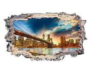 K098 New York City NYC Scenic River Bridge Wall Decal Poster 3D Art Stickers VinKids Bedroom Baby Nursery Cool Livingroom Hall Boys Girls (HUGE (100x175cm))