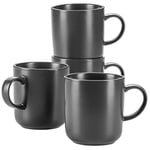 MÄSER Série Vada Lot de 4 tasses à café modernes de qualité gastronomique robuste, grandes tasses à café au design scandinave, porcelaine durable, gris mat