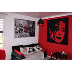 Tatoutex Stickers Portrait de Michael Jackson - Gris Clair, L 40cm x H 40cm