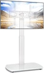 Universal TV Stand 32-65" Height Adjustable Swivel Cantilever Glass Base, White