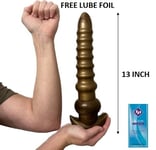 Anal Dildo Butt Plug 13 Inch HUGE Ribbed Flexible Unisex Prostate Sex Toy