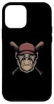 Coque pour iPhone 12 mini Tête de singe dans une casquette de baseball avec une batte de baseball