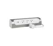 Legrand 049406 - Jatkojohto 3Z Tyyppi E + USB-A + USB-C 1m hopea/valkoinen