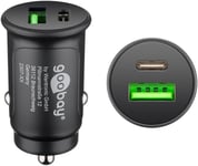 Goobay Dual-USB Auto Fast Charger USB-C™ PD (Power Delivery) (30 W) 30W (12/24V)lämplig för enheter med USB-C™ (Ström Delivery), såsom iPhone 12