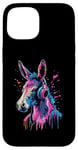 Coque pour iPhone 15 Amoureux des ânes Pop Art portant des écouteurs drôle âne