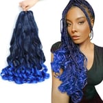 7 Packs French Curl Braiding Hair - 16 Inch Curly Braiding Hair 1B/Blue French Curls Braiding Hair Extensions for Black Women (16 Inch(7Packs), 1B/Blue)