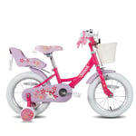 STITCH Unicorn 14 Inch Girls Bike for 3-5 Years Old Kids, 14 Inch Girls Bike with Stabilisers& Doll Seat,Purple…