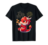 Chinese New Year 2024 Baby Dragon Drinking Tea Kids Boy Girl T-Shirt