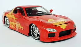 Jada 1/24 - Fast & Furious Orange JLS Mazda RX-7 Diecast Model car