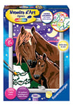 Ravensburger Numéro d’Art petit format Chevaux à la nuit tombée Loisir créatif Kit de peinture par numéros Avec peinture phosphorescente Activité détente et créative Dès 7 ans 29045 Version française