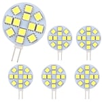 G4 LED-lampa 2W, AC/DC12-24V, 200LM Varmvitt 3000K, 12x 5050SMD, 20w Halogenlampa motsvarande, Ej dimbar, G4 Rund LED-lampa 6-pack