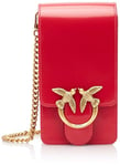 Pinko Love One Smart Cuir brossé Brillant, Accessoire de Voyage-Cache-Cou Femme, R30q_Rouge-Antique Gold, 47 EU