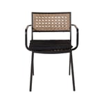 Paola Chaise de jardin avec support d'assise, empilable, noir, naturel.