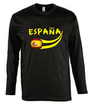 Supportershop T- Shirt Manches Longues Espagne Noir LS Homme Football, FR : M (Taille Fabricant : M)