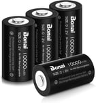 Piles Rechargeables D LR20 10000mAh Ni-MH 1.2V Accu, Type D Baby D LR20 Batterie Rechargeable 1200 Cycles,Faible Auto-décharge Longue Vie (4 Piles).[G197]