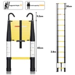 Vingo - Echelle Télescopique 3,8 m jusqu'à 150 kg Escabeau stable en aluminium Multi-Fonction Avec bouton de retrait on