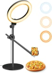 LUXSURE Ring Light with Stand and Phone Holder, Overhead Phone Camera Mount with