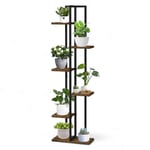 DanDiBo Étagère à Fleurs Intérieur Métal Noir 6 Niveaux Bois 96582 120 cm Escalier à Fleurs Support pour Plantes Design Moderne