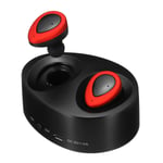 Mini Bluetooth 5.0 écouteur True Wireless Stéréo IPX5 écouteurs étanches TWS Casque avec micro, noir et rouge