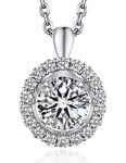 MomentWish Necklace Sparkling Dance Halo, 1 Carat Moissanite Floating Pendant Necklace Sterling Silver Necklace Simulated Diamond Lucky Charm with Gift Box Gra Zertifika for Women Mum