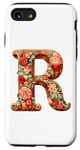 Coque pour iPhone SE (2020) / 7 / 8 Monogrammed Christmas Floral Initial R Gingerbread Letter R