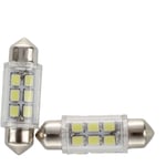 2pcs Blanc Dome 6 led smd voiture Feston Ampoule C5W Lampe 36mm dc 12V