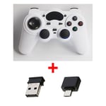 1 X Gamepad Blanc Manette De Jeu Sans Fil, Contrôleur, Joystick, Pour Pc, Boîte Tv Android, Téléphone, Ps3, Consoles De Jeux Vidéo