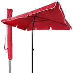 vounot Parasol Inclinable Rectangulaire 200x125cm 160gr/m2 avec Protection UV Hauteur 2m35 Toile Polyester Parasol Pliable pour Extérieur Inclus Housse de Protection Rouge