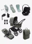 Bugaboo Fox 5 Pushchair & Accessories with Cybex Cloud G i-Size Rotating Baby Car Seat and Base G 360 Rotating ISOFIX Base Bundle,Forest Green/Deep Bl