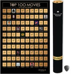 Poster Grand des 100 Meilleurs Films à Gratter - Liste des Films les Plus Grands à Voir - Affiche de Liste de Films de Tous les Temps - Défi du Film Incontournable - Top 100 Movies Scratch off Poster